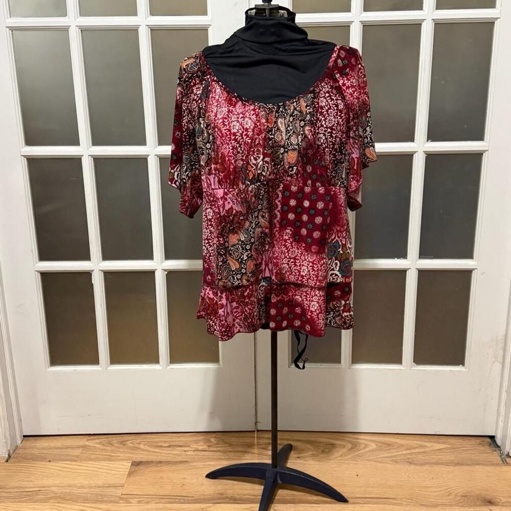 Y2K Venezia Boho Patchwork Paisley Tunic Blouse